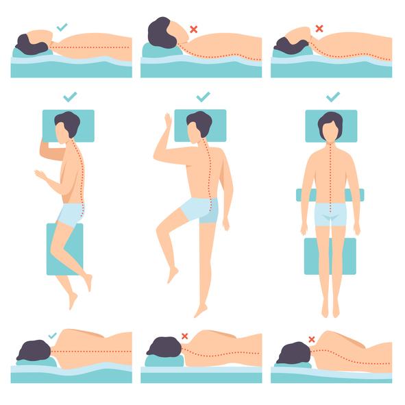 Pillow and sleeping position diagram Different sleeping position and pillow adjustment