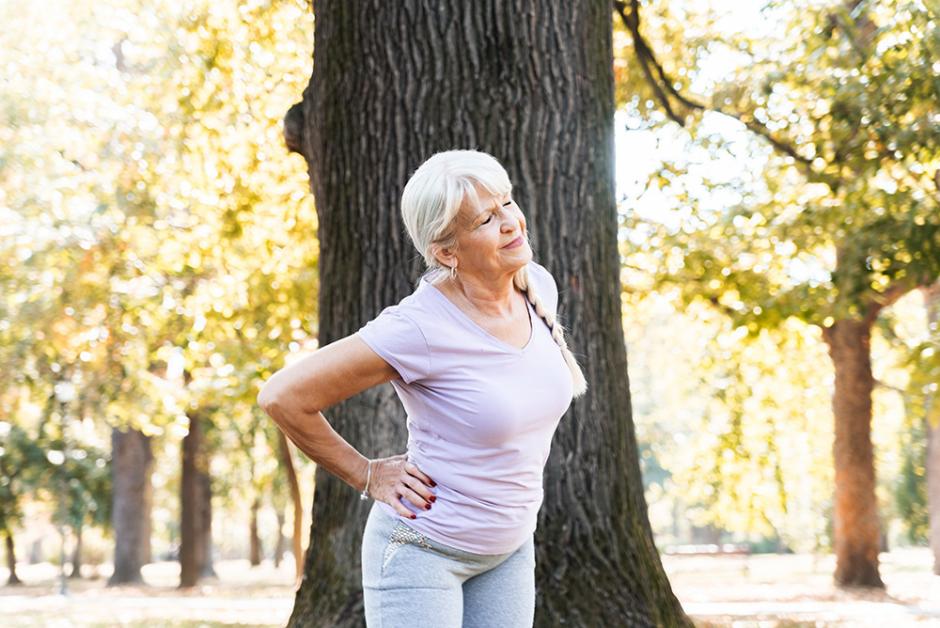 Elderly lady having hip pain Elderly lady having hip pain